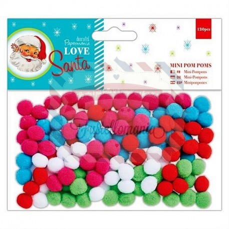 Mini Pom Poms 120 pezzi Love Santa