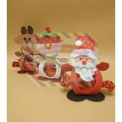 Fustella XL Porta dolcetti natalizio Renna Babbo Natale e Pupazzo di neve