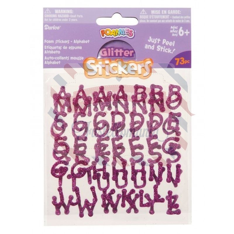 Healifty 6 fogli Lettere Glitter Foam Lettere Autoadesive Numeri di alfabeto Adesivi per bambini Bambini Modello casuale
