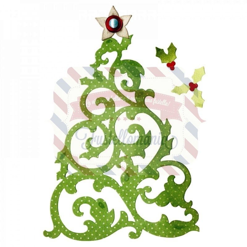 Confezione da 6 Multicolore Sizzix Albero di Natale di Piegatura by Jen Long Thinlits 