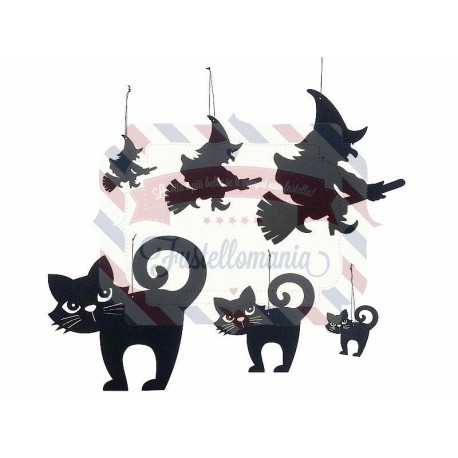 Set 6 pezzi decorazioni Halloween in panno nero varie misure