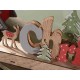 Scritta natalizia in legno con Babbo Natale e luci led