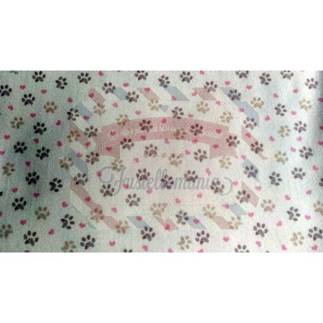 Pannolenci stampato 1mm Impronte gattino rosa misura a scelta