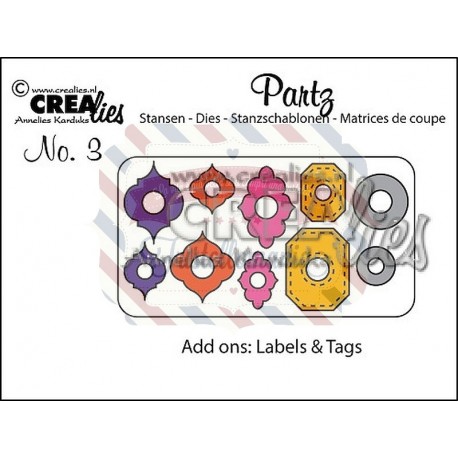 Fustella metallica Crealies Labels and tag 3