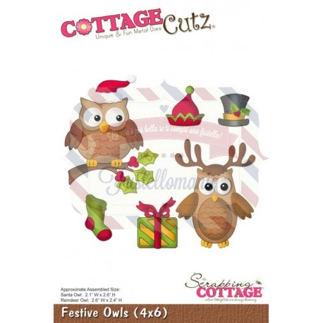 Fustella metallica Cottage Cutz Festive Owls