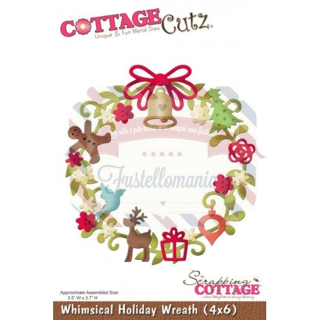 Fustella metallica Cottage Cutz Whimsical Holiday Wreath