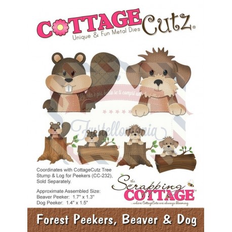 Fustella metallica Cottage Cutz Forest Peekers, Beaver & Dog