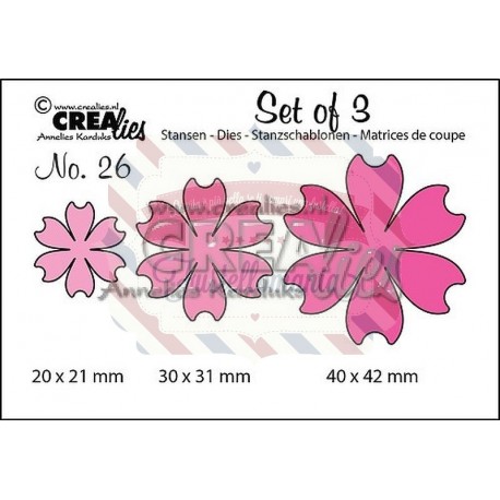 Fustella metallica Crealies Set of 3 nr 26 Flowers 16