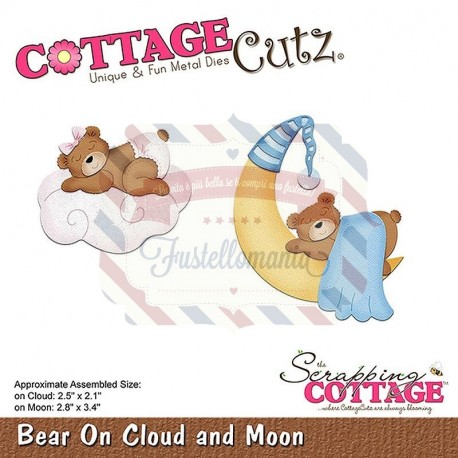 Fustella metallica Cottage Cutz Bear On Cloud and Moon